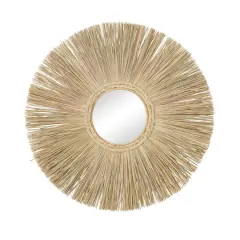 Brown Reed Bohemian Wall Mirror, 32" x 32" x 2"
