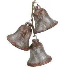 5" Silver & Brown Rustic String of Bells Glass Ornament