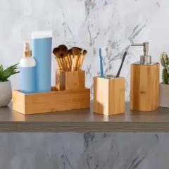 Honey Can Do Bamboo 4-Piece Bathroom Set