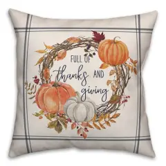 Thanks And Giving Fall Wreath Throw Pillow