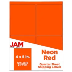 JAM Paper Extra Large Shipping Address Label Stickers Neon Red