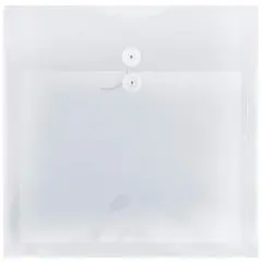 JAM Paper Large Clear Square Plastic Envelopes with Button & String Tie Closure, 12ct.