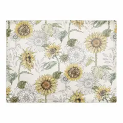 Sunflower Pattern Cotton Twill Placemat White
