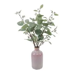 Flora Bunda&reg; 26.5" Green Eucalyptus in Mauve Ceramic Vase