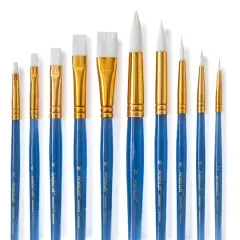 White Synthetic Acrylic Round & Flat 10 Piece Brush Combo By Artist's Loft&reg; Necessities&trade;