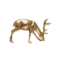 Hello Honey&reg; 13" Decorative Gold Bowing Deer Figurine