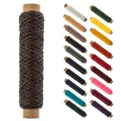 Gudebrod 0.018" 3 Ply Waxed Thread Bobbin, 75ft. Dark Beige