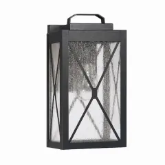 Hello Honey&reg; Charleston Matte Black Farmhouse Rectangular Metal & Glass Wall Mounted Outdoor Light