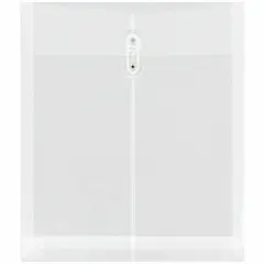 JAM Paper 9.75" x 13" Clear Plastic Button String Open End Envelopes, 6ct.