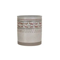 Hello Honey&reg; 6.25" Multicolor Hand-Stamped Stoneware Crock with Wax Relief Pattern