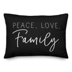 20" x 14" Peace Love Family Versatile Throw Pillow Black