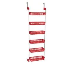 Household Essentials Over the Door Storage Rack Red