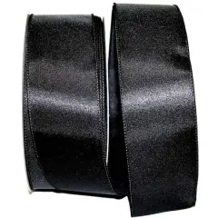 JAM Paper 2.5" x 50yd. Wired Satin Ribbon Black
