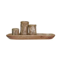 Hello Honey&reg; Brown Stoneware Vases & Candle Holder on Tray