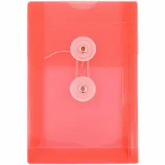 JAM Paper 4.25" x 6.25" Open End Plastic Envelopes with Button and String Closure, 24ct. Red