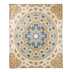 Blue & Yellow Mandala Coral Fleece Blanket