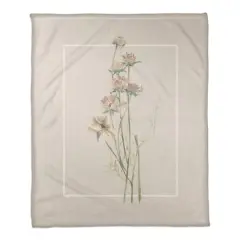 Faded Linen Floral Coral Fleece Blanket