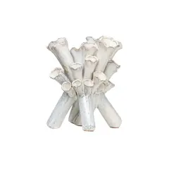 Hello Honey&reg; 9.5" White Handmade Stoneware Sculpture Vase with Reactive Glaze Finish