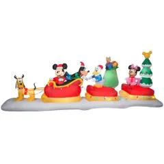 6ft. Animated Airblown&reg; Inflatable Mickey & Friends Sleigh Scene