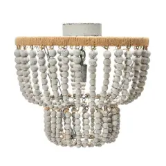 Hello Honey&reg; Gray Wood Bead & Metal Semi-Flush Light