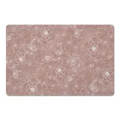 Line Floral Floor Mat Pink