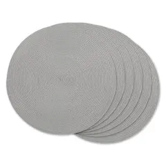 DII&reg; Round Plastic Woven Placemats, 6ct. Light Gray