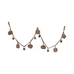 Hello Honey&reg; 6ft. Decorative Hand-Woven M&eacute;lange Fabric Pumpkin & Metal Bell Garland