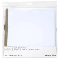 12" x 12" White Scrapbook Refill Pages by Recollections&trade;, 20 Sheets
