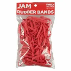 JAM Paper Size 64 Rubber Bands, 100ct. Red