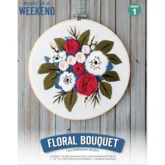 Leisure Arts&reg; Make in a Weekend 8" Floral Bouquet Embroidery Kit