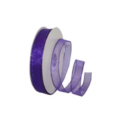 JAM Paper 7/8" x 50yd. Sheer Glitz Wired Value Ribbon Purple