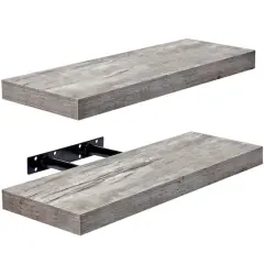 Sorbus Floating Faux Wood Shelf, 2ct. Gray