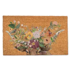 Steer with Flower Horns Doormat