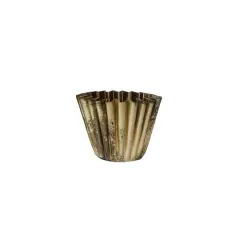 Hello Honey&reg; 4" Antique Brass Finish Pleated Metal Vase