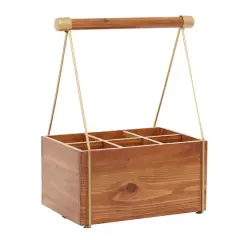 16" Brown Wood Modern Farmhouse Style Wine Rack