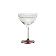 Hello Honey&reg; 6oz. Red & Clear Vintage Reproduction Stemmed Fluted Champagne & Coupe Glass