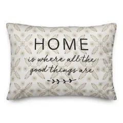 Home is Where the Good Things Are Gold Indoor/Outdoor Lumbar Pillow