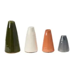 Hello Honey&reg; Decorative Conical Stoneware Vase Set Terracotta Tone
