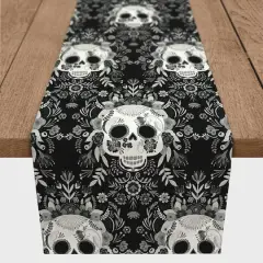Sugar Skull Pattern 16" x 90" Cotton Twill Runner