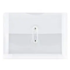 JAM Paper 5.5" x 7.5" Button & String Tie Closure Plastic Envelopes, 12ct. Clear