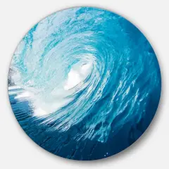 Designart - Ocean Waves in Hawaii' Disc Photography Circle Metal Wall Art