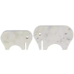 White & Gray Abstract Marble Elephant Sculpture Set