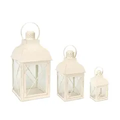 Metal & Glass Candle Lanterns, 3ct.