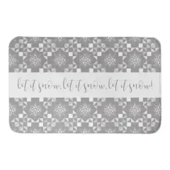 Neutral Let It Snow Christmas Bath Mat