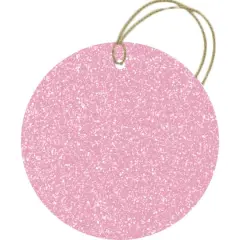 JAM Paper Circle Glitter Gift Tags with String, 30ct. Light Baby Pink