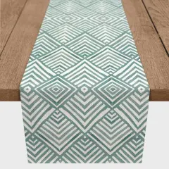 72" Watercolor Diamond Cotton Twill Runner Blue