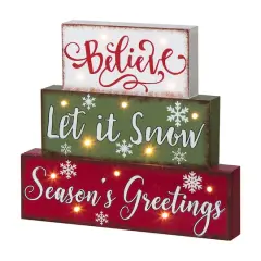 Glitzhome&reg; 12" LED Wooden Block Holiday Word Sign