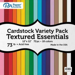 PA Paper&trade; Accents Variety Textured Essentials 12" x 12" 73lb. Cardstock, 72 Sheets