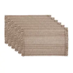 DII&reg; Variegated Fringe Cotton Placemats, 6ct. Mushroom