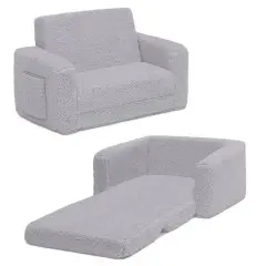 Delta Children 23" Cozee Flip Out Sherpa 2 in 1 Convertible Sofa to Lounger for Kids Gray